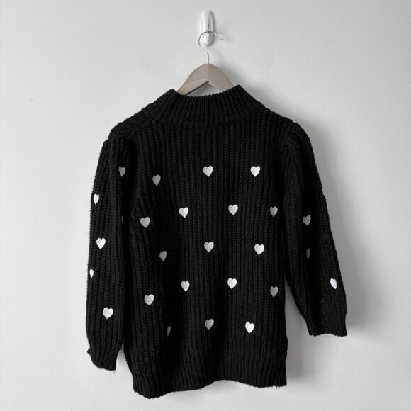 Anthropologie Hearts Mock Neck 3/4 Sleeve Knit Pullover Sweater Black Medium - Picture 6 of 8